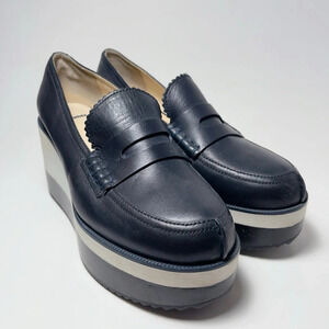 Jil Sander Black and Cream Platform Loafers